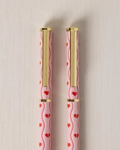 Wavy Heart Print Two Pack Boxed Pen Set
