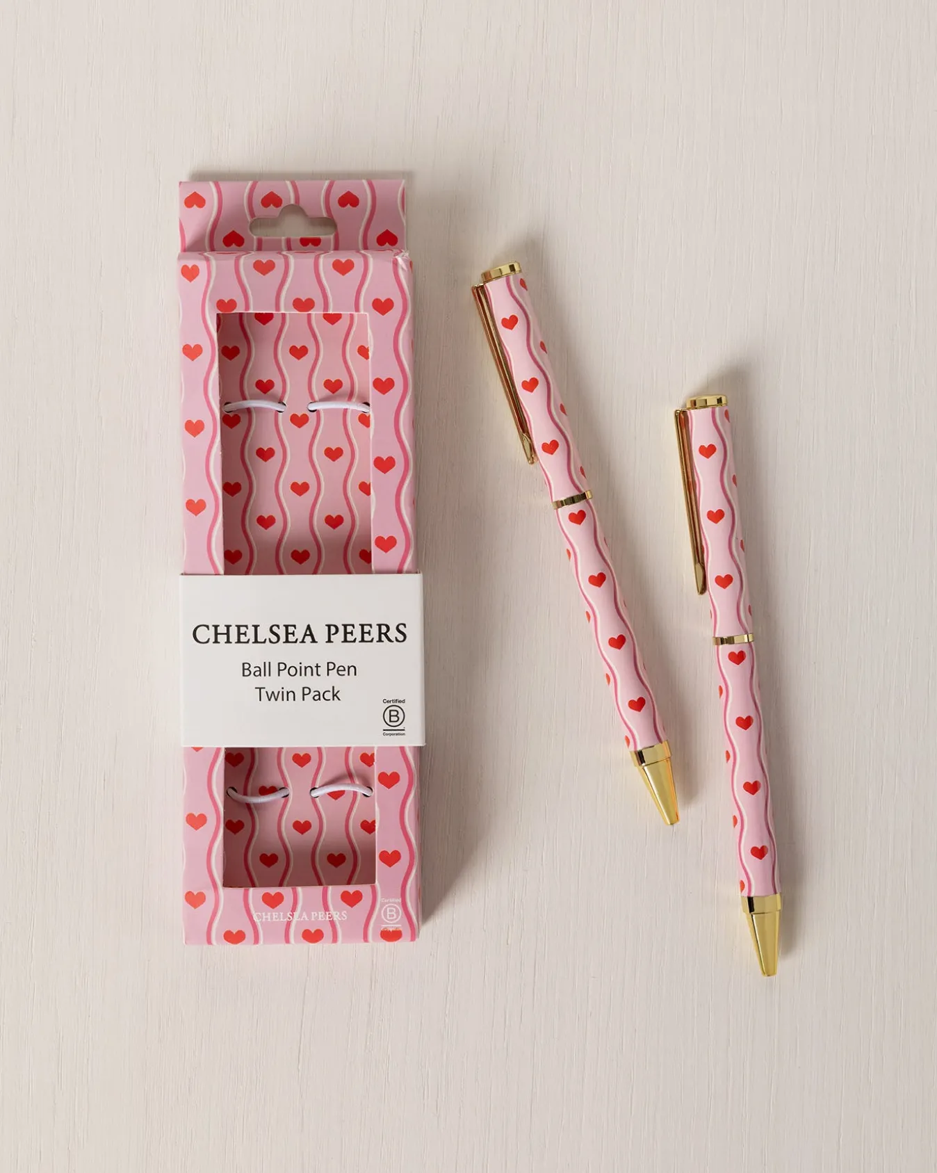 Wavy Heart Print Two Pack Boxed Pen Set
