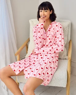 Wavy Stripe Heart Print Nightshirt