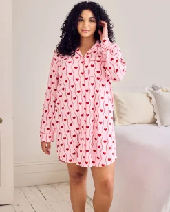 Wavy Stripe Heart Print Nightshirt