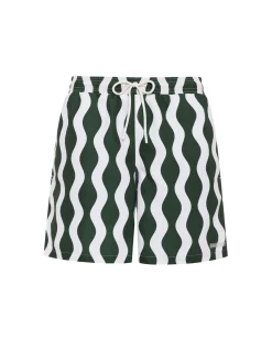 Wavy Stripe Print Swim Shorts
