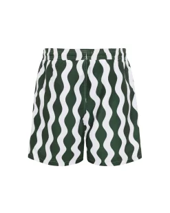 Wavy Stripe Print Swim Shorts