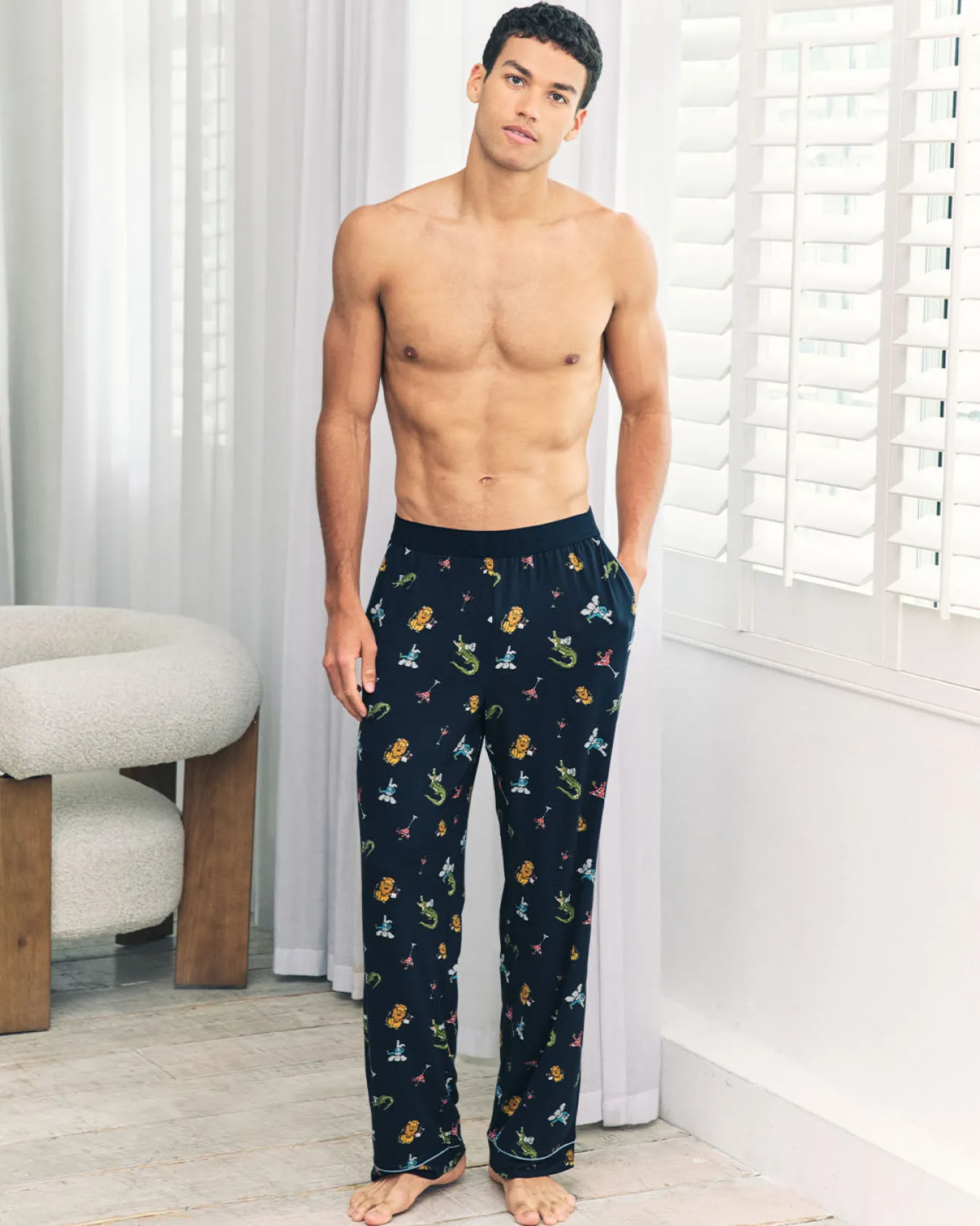 Wild Dining Print Long Pyjama Bottoms