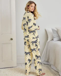Zebra Checkerboard Print Long Pyjama Set