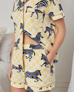 Zebra Checkerboard Print Short Pyjama Set