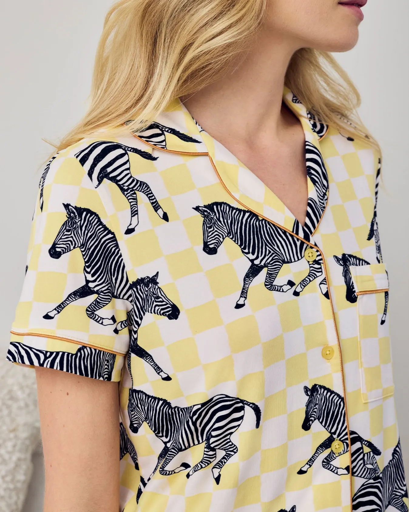 Zebra Checkerboard Print Short Pyjama Set