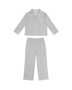 Kids TENCEL™ Modal Long Button Up Pyjama Set - Grey Marl