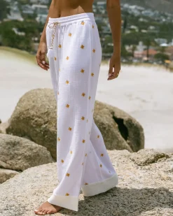 Organic Cotton Cheesecloth Embroidered Sunburst Trousers