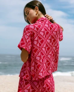 Organic Cotton Cheesecloth Starfish Print Short Sleeve Shirt