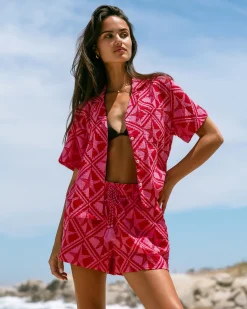 Organic Cotton Cheesecloth Starfish Print Short Sleeve Shirt