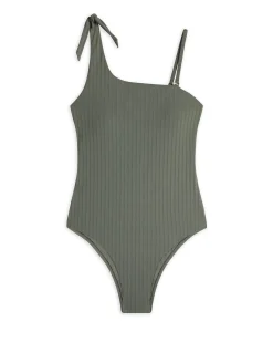 Rib One Shoulder Swimsuit